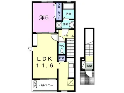 ソレアードIIA(1LDK/2階)の間取り写真