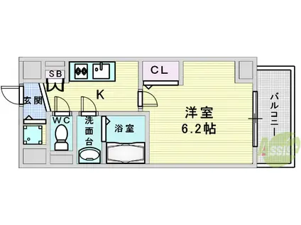 LA DOUCEUR江坂Ⅱ(1K/8階)の間取り写真