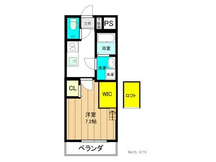 ルネス上浜(1K/5階)の間取り写真