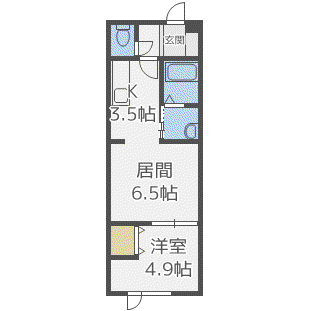 カノン21(1LDK/2階)の間取り写真