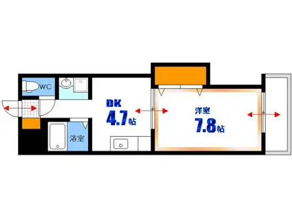 ヴィアーレサンヨー(1DK/6階)の間取り写真
