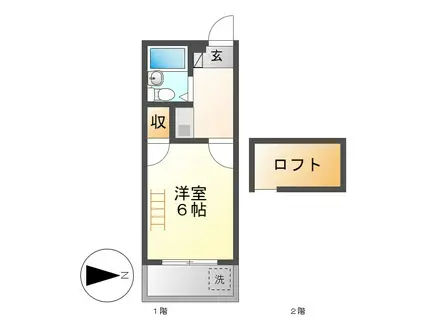 パインヒルズ東海通(1K/1階)の間取り写真