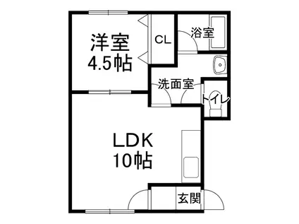 JR根室本線 帯広駅 徒歩7分 2階建 築24年(1DK/2階)の間取り写真