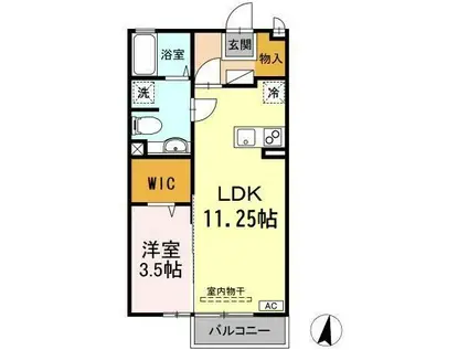 モナリエ春日I・II(1LDK/2階)の間取り写真