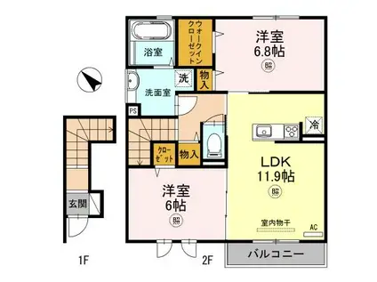 サニーコート加佐(2LDK/2階)の間取り写真