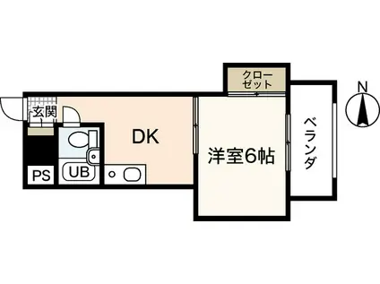 第1片山ビル(1K/6階)の間取り写真