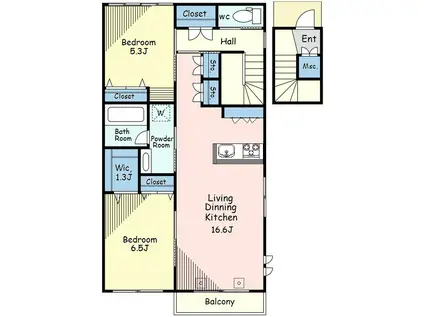 中町3丁目メゾン(2LDK/2階)の間取り写真