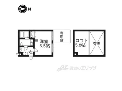 ベルビュー深草(1K/1階)の間取り写真