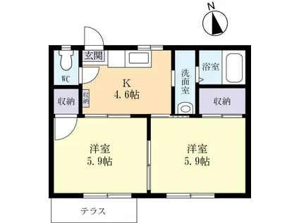 ディアス白山(2K/1階)の間取り写真