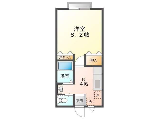 ハイツベイサイドB棟(1K/2階)の間取り写真