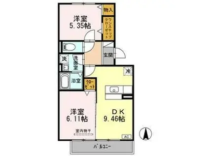 アイビス(2DK/2階)の間取り写真