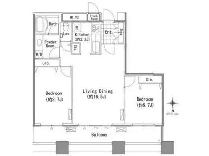 芝浦アイランド エアタワー(2LDK/36階)の間取り写真