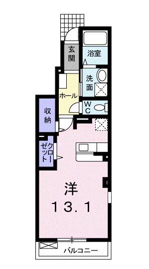 ベルシエロ C(ワンルーム/1階)の間取り写真