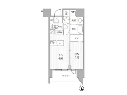 シーズンフラッツ代々木(1LDK/3階)の間取り写真