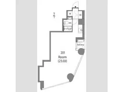 THE ROOM 等々力 ウエスト(ワンルーム/2階)の間取り写真