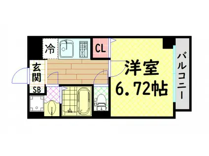ALZA西本町(1K/7階)の間取り写真