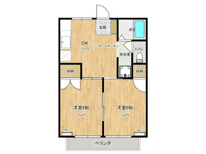 タカセハイツ(2DK/2階)の間取り写真