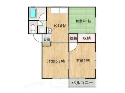 コーポ平川 B(3K/2階)の間取り写真