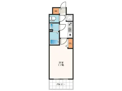 プレサンス谷町七丁目II(1K/11階)の間取り写真