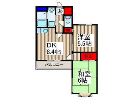 コーラルスターガーデン(2DK/3階)の間取り写真