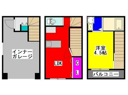 アンジュール琴平(1LDK/3階)の間取り写真