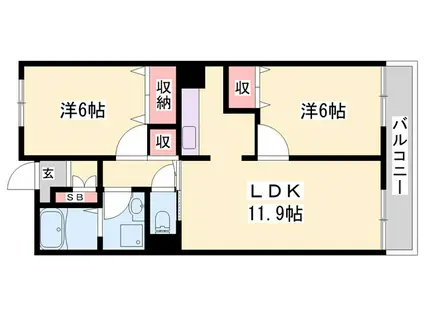 エテルノ・スクウェア(2LDK/2階)の間取り写真