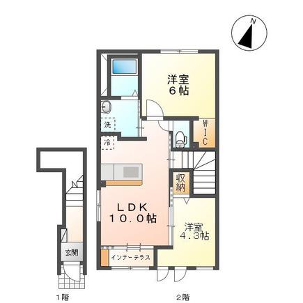 ロッシュ メゾン(2LDK/2階)の間取り写真