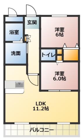キャトルセゾンII(2LDK/3階)の間取り写真