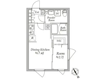アトリオフラッツ馬込(1DK/4階)の間取り写真