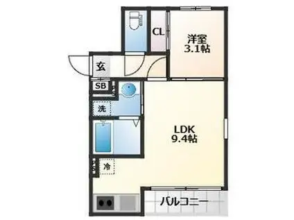 ソルテニ二軒茶屋(1LDK/2階)の間取り写真