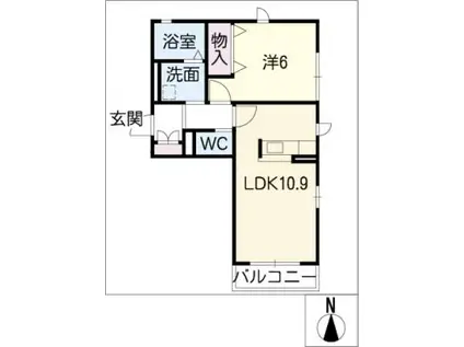 DEAR COURT・MY B棟(1LDK/2階)の間取り写真