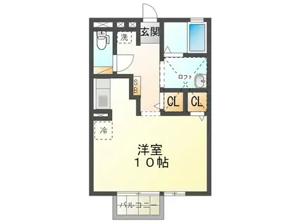 アトリオクレール(ワンルーム/2階)の間取り写真