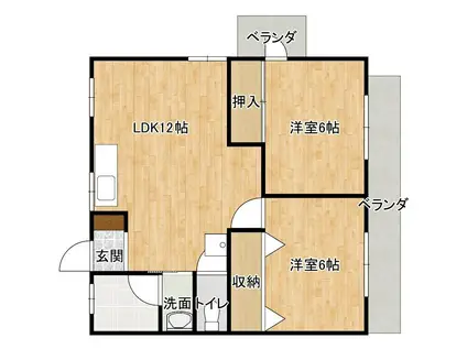 ローズハウス(2LDK/2階)の間取り写真