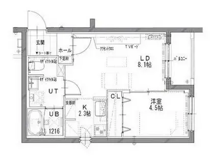 CASA FRUTTA CHITOSE(1LDK/4階)の間取り写真