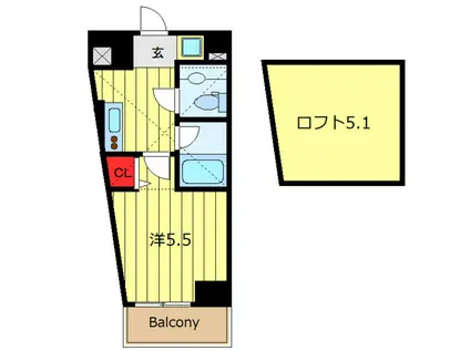 イクス・ベンメリア(1K/4階)の間取り写真