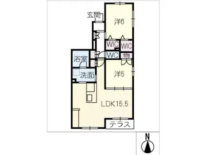 メゾン弥生(2LDK/1階)の間取り写真