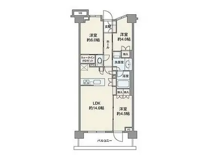 パークシティ高田馬場(3LDK/2階)の間取り写真