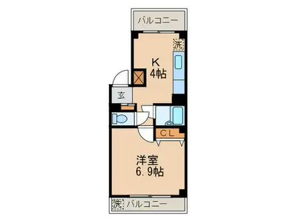 ベラカーザ本町(1K/2階)の間取り写真