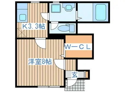 ソレイユパルクXII番館(1K/1階)の間取り写真