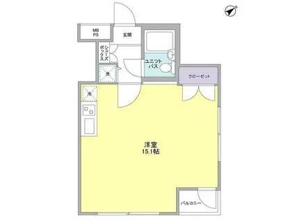 ウイングコート東雪谷(ワンルーム/3階)の間取り写真