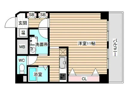 ヴィラ福島(1K/4階)の間取り写真