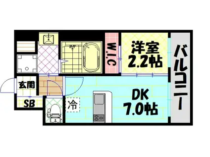 セレニテ難波ミラク壱番館(1DK/6階)の間取り写真