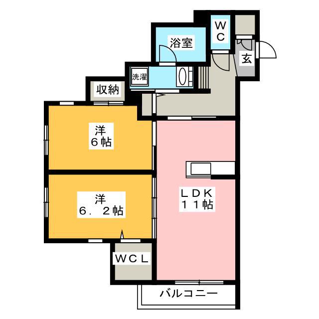 ガーデンプレイス(2LDK/1階)の間取り写真