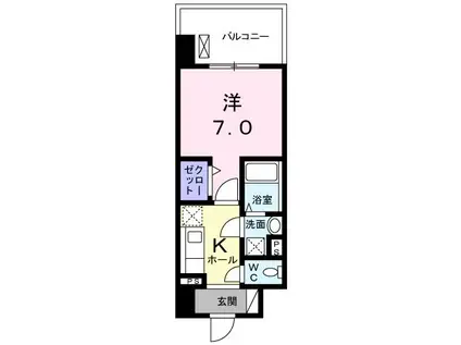 ヴァンヴェール森の宮(1K/2階)の間取り写真