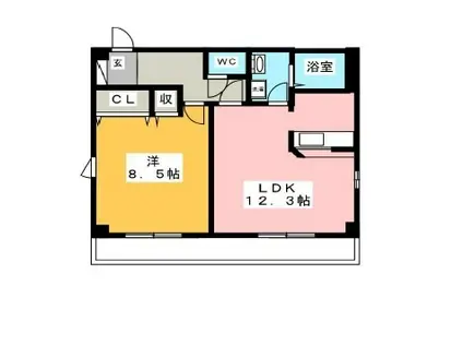 メゾン南台(1LDK/2階)の間取り写真