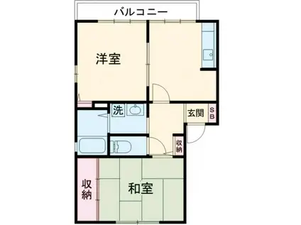 サニーパレス川代 C(2DK/1階)の間取り写真