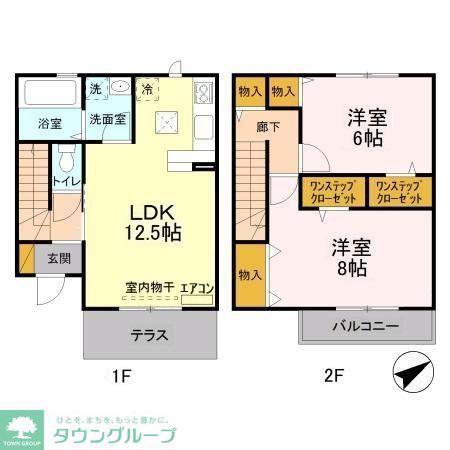 ホーリー稲荷木A(2LDK/2階)の間取り写真