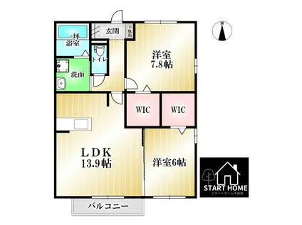 サンフラワーガーデンA(2LDK/1階)の間取り写真