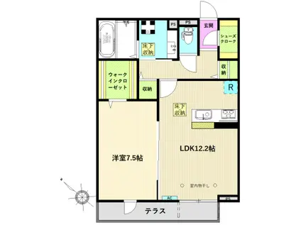 ポルタフォルトゥーナ(1LDK/1階)の間取り写真