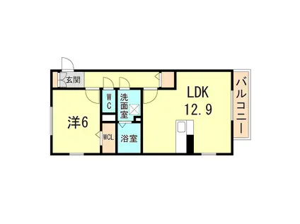 ペルルII(1LDK/1階)の間取り写真